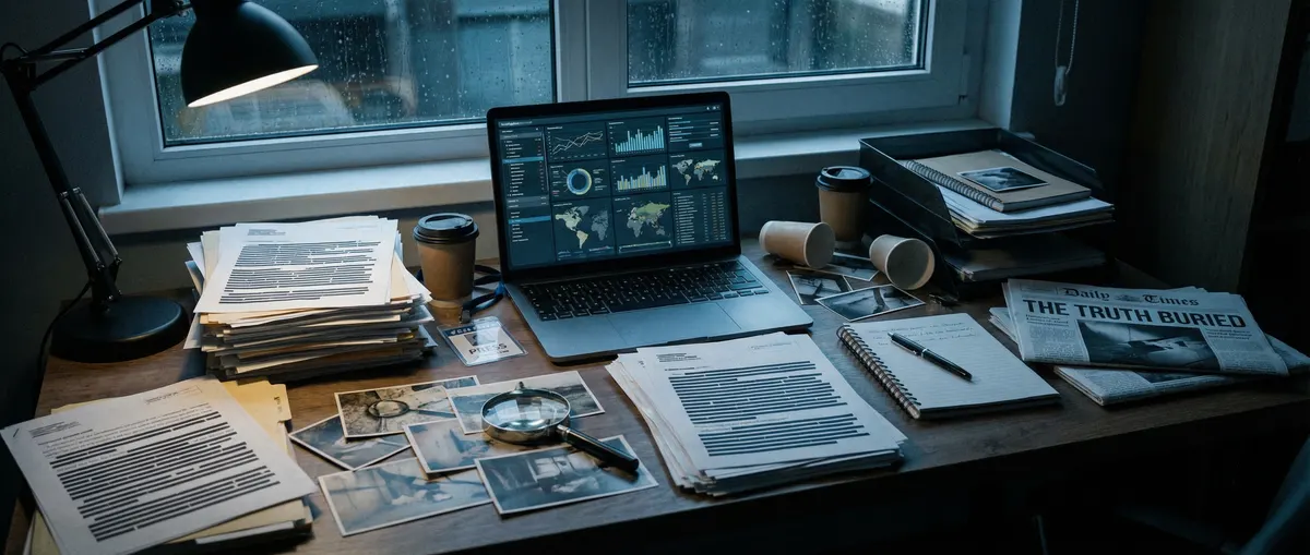 黑料暗网 - 调查记者工作台场景